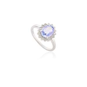 14K Princess Diana Style Oval Sapphire <b>Diamond</b> <b>Ring</b> for Women - Product Image 3