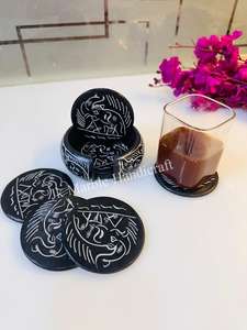 ชุดจานรองแก้วหินอ่อน 6 ชิ้น งานฝีมือสวยงาม พร้อมที่วางหินเคลือบสีคุณภาพสูง สำหรับชา ของตกแต่งครัวสไตล์ศาสนา - Product Image 5