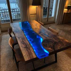 Modern Rustic Real Wood Coffee <b>Table</b> Live Edge Resin Epoxy <b>Dining</b> <b>Table</b> for Office Bedroom Bathroom Entry Workshop Home - Product Image 6