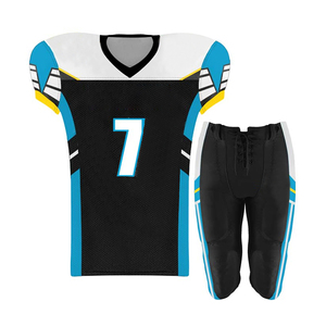 เสื้อฟุตบอลอเมริกันแบบสั่งทำสำหรับผู้ชาย พิมพ์ลายแบบ Sublimation ผ้าโพลีเอสเตอร์ระบายอากาศ สีขาว น้ำเงิน แดง หมายเลข 55 สำหรับผู้ใหญ่ - Product Image 1