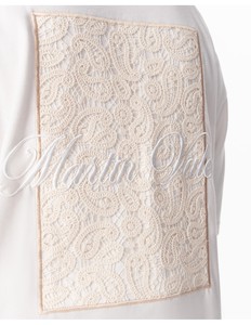 Men's Oversized <b>White</b> T-Shirt With Lace Applique Patch Street Style Short Sleeve O-Neck Cotton Jersey <b>Tee</b> - Product Image 3