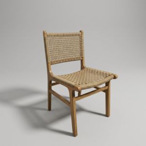 <b>Garden</b> Chairs Outdoor Modern Solid Teak Wood Paper Cord Woven Dining Armless Seat For Patio Restaurant Hotel Resort use - Product Image 2