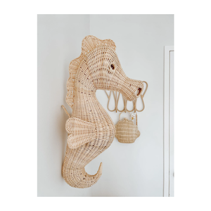 Arte de Pared de Caballito de Mar Hecho a Mano al por Mayor, Decoración de Mimbre Natural Estilo Boho para Habitación Infantil, Suministros de Decoración para Guardería con Temática Oceánica - Product Image 1