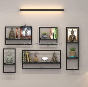 Tùy Chỉnh Chất Lượng Cao Kim Loại Sắt Và Gỗ Tường Kệ Hoặc Hiển Thị Giá Cho Tường Trang Trí Nội Thất Và Phòng Khách Trang Trí Nội Thất - Product Image 5