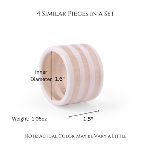 Anneaux de serviette en résine rayés beige crème écologiques classiques faits à la main |   Décoration de table pour les fêtes de Noël, neutre - Product Image 3