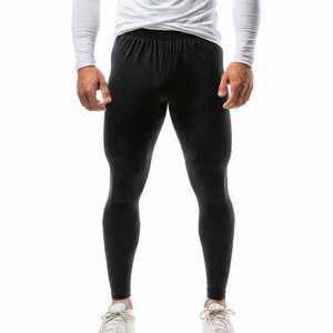 Leggings de sport pour homme, bas de gamme, couleur unie, compression, 100% polyester, haute qualité, pour entraînement et fitness - Product Image 5