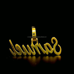 Personalizado con monograma 925 Chapado en plata oro amarillo moissanita joyería 53mm ancho 18mm Altura Hip Hop colgante diamante fiestas - Product Image 3