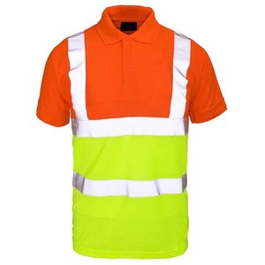 Camiseta polo unisex de alta visibilidad, ropa de trabajo reflectante de manga corta, amarillo verde - Product Image 2