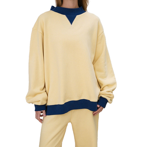 Sweat-shirt col montant bicolore personnalisé 100% coton Heritage Terry Color Block Oversized Pullover Casual OEM Private Label Mfg kcw - Product Image 1