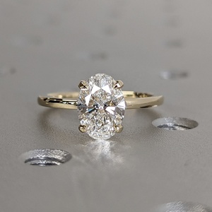 Customized 14K Gold Wedding Band Men's Engagement Ring Oval Cut Lab Grown Moissanite VVS Clarity IGI Classic Diamond Fine Rings - Product Image 1