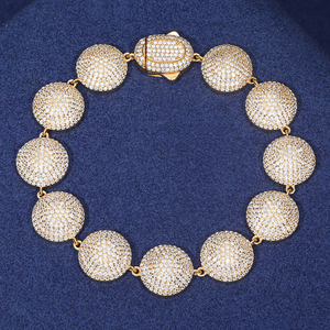 Bracelet pour homme en argent 925 avec moissanite et diamant, disque rond, chaîne tennis glacée, maillons de luxe, diamant certifié, cadeau - Product Image 6