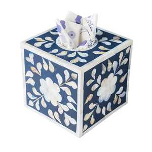 Porte-mouchoirs AuraShell en nacre, boîte artistique en mosaïque irisée avec motif personnalisé pour les intérieurs sophistiqués - Product Image 4