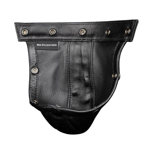 กางเกงในชาย MR-S-LEATHER สีดำ หนังแท้ แบบ Thong ประดับหมุด ทรง Low-rise สไตล์เฟติช สีพื้น ดีไซน์ลายทอ - Product Image 1
