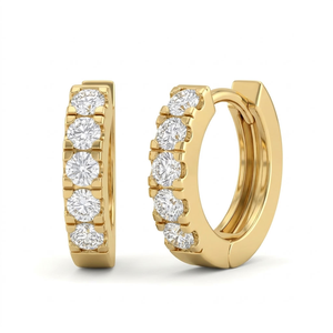 <b>14K</b> <b>Gold</b> Plated Diamond Huggie <b>Hoop</b> <b>Earrings</b> Round Brilliant Cut Trendy Women's Gift for Party - Product Image 1