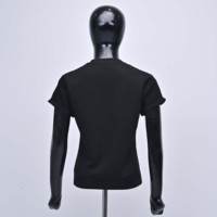 T-shirt en jersey de coton noir à col rond et manches courtes, coupe classique, imprimé numérique, 220g, élégant et tissé, pour homme, été