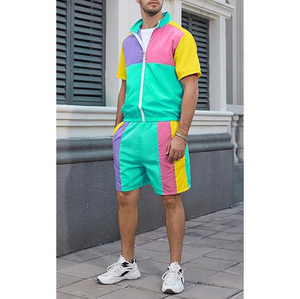 Men's Custom Logo Solid Windbreaker Two-Piece Heavyweight Sweat Shorts Jacket <b>Set</b> Summer Eco-Friendly Casual Breathable - Product Image 5