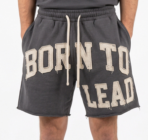 Shorts de sport en molleton brodé effet vieilli pour homme, 100 % polyester, poids lourd, avec cordon de serrage, pour l'entraînement - Product Image 5