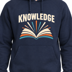 Sweat à capuche pour homme en coton coupe classique, motif livre de connaissance imprimé, avec logo frontal et poche, style décontracté, très demandé - Product Image 2