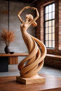 Escultura de Madera de Mujer Bailando, Estatua de Arte Moderno, Figura Decorativa Elegante para Mesa, Hogar o Eventos - Product Image 1