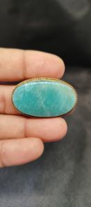 Nouvel Arrivage Cabochon rainuré en laiton Amazonite, Pierre précieuse en vrac aux vertus curatives exceptionnelles pour la fabrication de bijoux et la sertissage en clos - Product Image 2