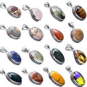 Lot de 50 pendentifs en pierres précieuses assorties, plaqués argent sterling 925, pendentifs en cristal pour la fabrication de bijoux - Product Image 1