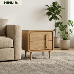 Wooden Nightstand 2 Drawers Scandinavian Modern Bedroom Furniture <b>Storage</b> <b>Side</b> <b>Table</b> for Home Use - Product Image 2