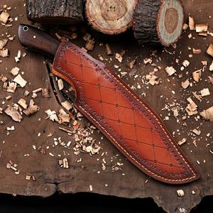 Cuchillo Bowie Hecho a Mano con Mango de Palisandro y Funda de Cuero, Hoja de Acero al Carbono de Espiga Completa, Cuchillo Táctico Personalizado OEM para Caza y Camping - Product Image 6