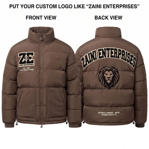 ZAINI ENTERPRISES Men's Brown Puffer Jacket Stand Collar <b>Winter</b> Streetwear <b>Coat</b> Thick Cotton Filling Waterproof Windproof <b>Hooded</b> - Product Image 1