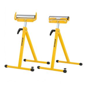 Set di 2 Supporti Pieghevoli in Metallo Resistente con Guide per Bordi, Portatili, Gialli, per Lavorazione del Legno e Banchi da Lavoro - Product Image 1