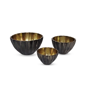 Ensemble de 2 bols de service en métal doré avec pieds et poignées latérales, plat décoratif pour fruits et collations, décoration de centre de table - Product Image 5