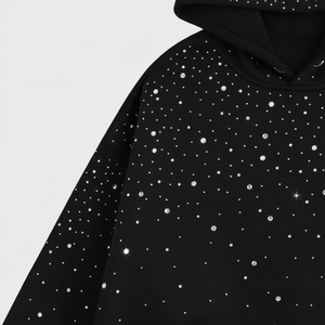 Sweat à capuche personnalisé avec strass unisexe, sweat à capuche en coton molletonné de haute qualité avec strass personnalisés pour hommes - Product Image 3