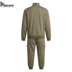 Conjunto Deportivo OEM para Hombre, Verde Oliva con Costuras en Contraste, Traje Deportivo Completo de Dos Piezas, Tejido Grueso, con Cremallera Completa - Product Image 2