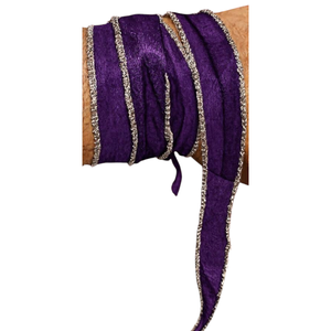 Y S INTERNATIONAL 100% Pure Tissue Silk <b>Ribbon</b> Metallic Copper Edge Purple Flat Cord Jewelry Craft Bag - Product Image 1