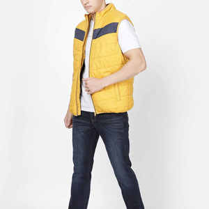 Chaleco Acolchado para Hombre, Color Amarillo Marino, Diseño Chevron, Poliéster, Sin Mangas, Cuello Acolchado, Resistente al Viento, Cómodo, en Oferta - Product Image 4