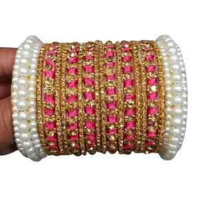 Ensemble de bracelets de mariage islamiques tendance et luxueux en perles Kundan, plaqués or, bijoux traditionnels pour femmes - Product Image 3