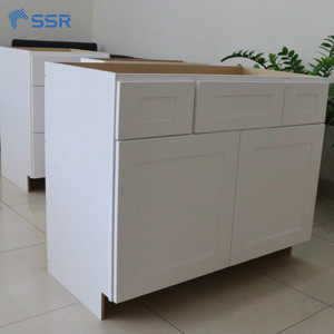 Mueble de Baño Moderno RTA de Madera Maciza, Duradero, Resistente al Agua, con Acabado Lacado, VSB42, Base Doble, Triple Cajón - Product Image 3