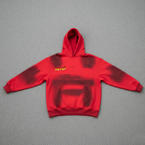 Sweat à capuche en molleton 100% coton de haute qualité, coupe ample et oversize, avec logo brodé personnalisé, teint uni, effet vieilli et délavé - Product Image 1