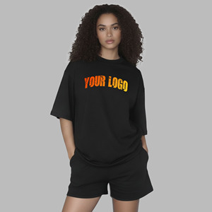Conjunto de 2 piezas para mujer de alta calidad, con hombros caídos, 100% algodón, de dos tonos, estilo holgado, streetwear, hip hop, conjunto corto para mujer. - Product Image 1