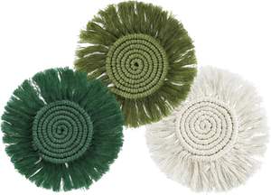 แผ่นรองแก้วมาคราเม่ทำมือคุณภาพพรีเมียม สไตล์โบโฮ ผลิตจากผ้าฝ้ายรักษ์โลก สำหรับโต๊ะกาแฟ - Product Image 3