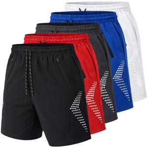Men's Light Gray Solid Color Knitted <b>Shorts</b> Elastic Waist Casual Style with Zipper Pockets Mid Length - Product Image 1