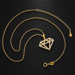 Geometric Moissanite <b>Pendant</b> 925 Silver <b>Solid</b> <b>Gold</b> Plated Iced Out Crystal Necklace Unisex Luxury Everyday Wear - Product Image 4