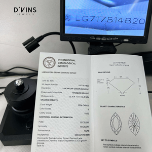 Joyería D'vins Lista para Enviar, Diamante Suelto con Certificado IGI, Corte Marquesa de 10.06ct, F VVS2, Diamante Cultivado en Laboratorio - Product Image 3