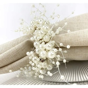 Classic Pearl Napkin Ring Resin Wedding <b>Table</b> Decoration 4.5cm Width Durable Design - Product Image 1