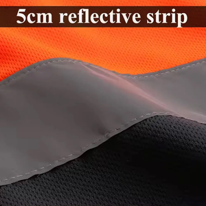 Men's Long Sleeve Hi Vis <b>Polo</b> Shirt <b>Orange</b> Black Reflective Tape Knitted Polyester Quick Dry Casual Workwear - Product Image 6