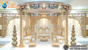 Classy Marriage Mandap Set Decorations Latest Wedding Wooden Carved Mandap Set Indian Wedding Mandap Set Manufacturer - Product Image 3