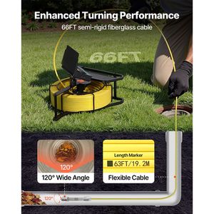 4.3\" IP68 Waterproof Industrial <b>Endoscope</b> 66 Ft/20m Sewer Snake <b>Camera</b> with 6 Adjustable LEDs 450\" Drain Inspection Lighting - Product Image 4