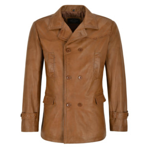 Custom 100% <b>Mens</b> Genuine Napa Leather <b>Pea</b> <b>Coat</b> Double Breasted <b>Coat</b> Classic Lapel Collar Soft Real Leather Dr-Who German <b>Coat</b> - Product Image 6