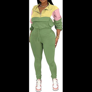 Conjunto Deportivo de 2 Piezas para Mujer PINSV, Sudadera con Cierre de Media Cremallera y Manga Larga, Pantalones Deportivos, Traje Casual - Product Image 1