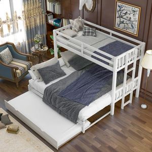 Letto a castello bianco con letto estraibile e letto singolo sotto (Vecchio SKU SM000301AAK 1) - Product Image 3