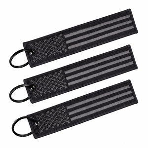 Llavero de tela personalizado, etiquetas tejidas de aviación, Jet Tag, llavero bordado con logotipo de marca personalizado y anilla para llaves - Product Image 1